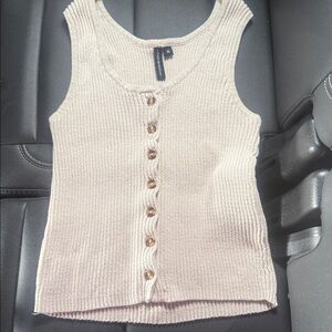 Moon & Madison Beige Button-Front Knit Tank Top
